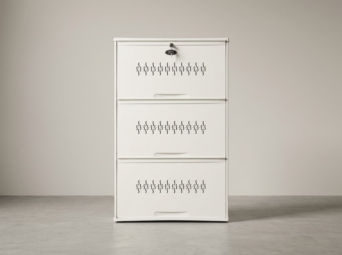 3-Door Step shoe rack in Ivory White