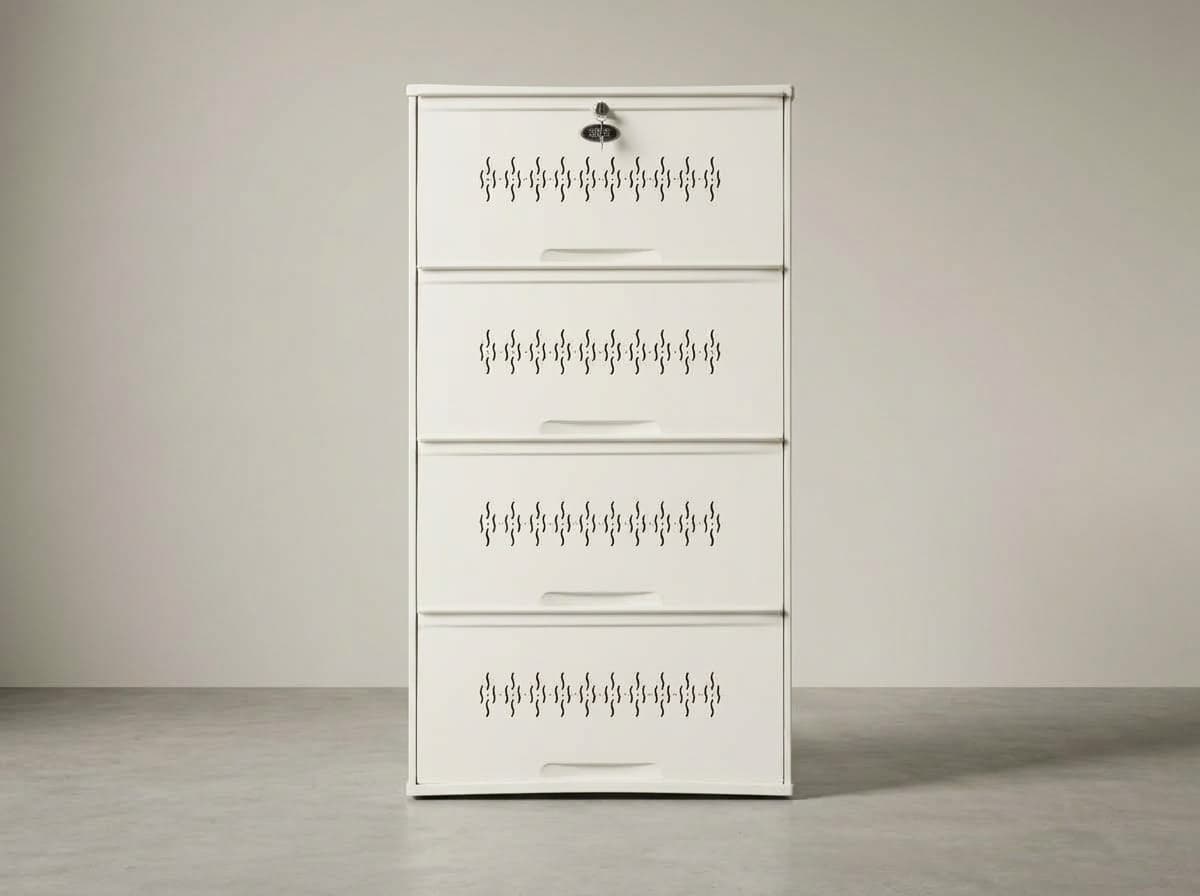 4-Step shoe rack in Ivory White