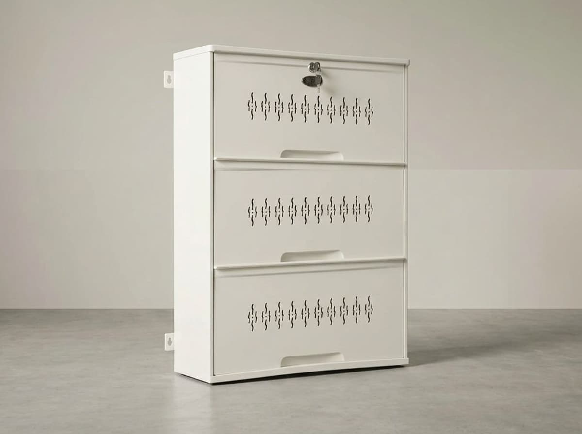 DD-3 Double Decker shoe rack in Ivory White