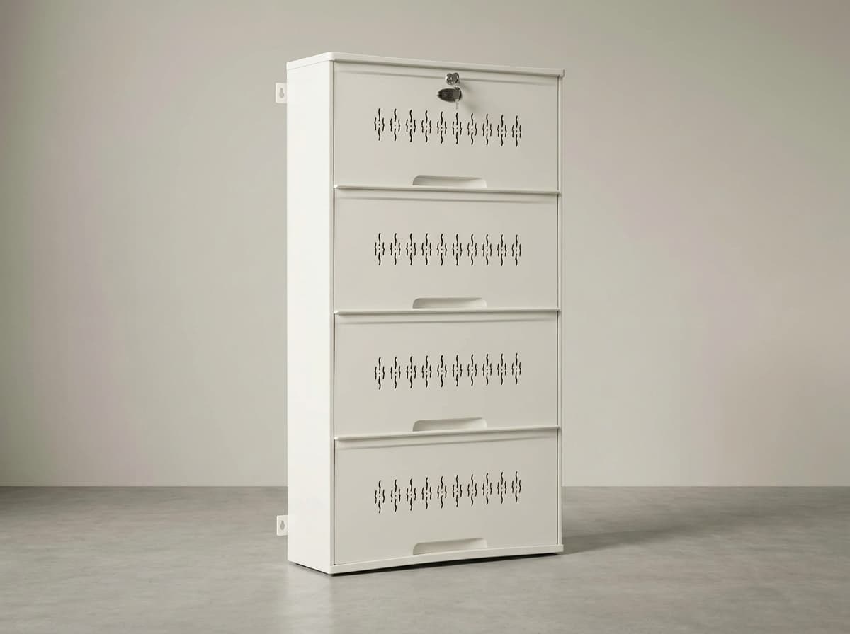 DD-4 Double Decker shoe rack in Ivory White